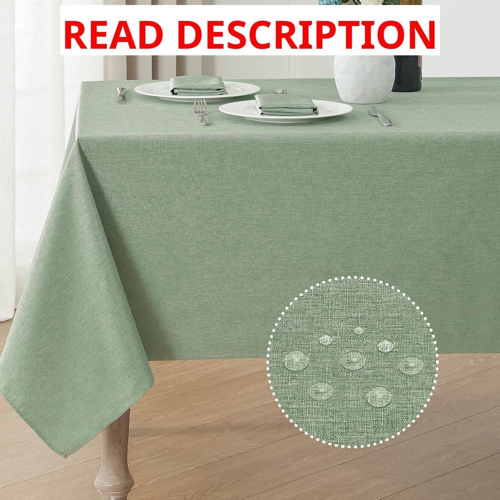 Veblandy Linen Tablecloth 60x120 Sage Green