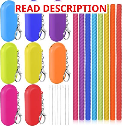 Meanplan 8-Set Silicone Straws with Case