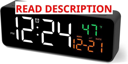 Netzu 3-in-1 Digital Clock: Temp/Date (Black)