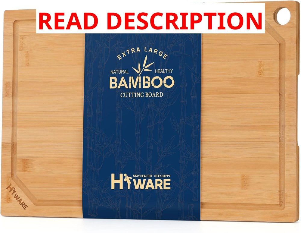Hiware Bamboo Cutting Board with Juice Groove