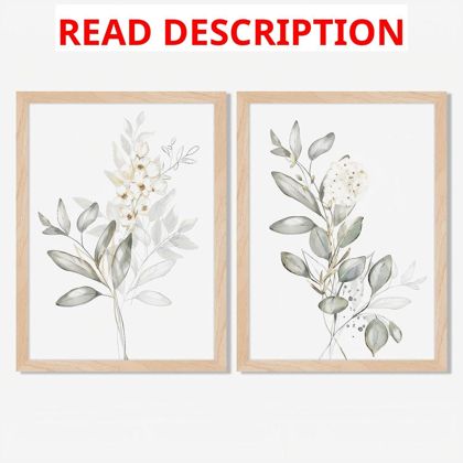 Framed Nature Botanical Wall Art Set (2) 8x10