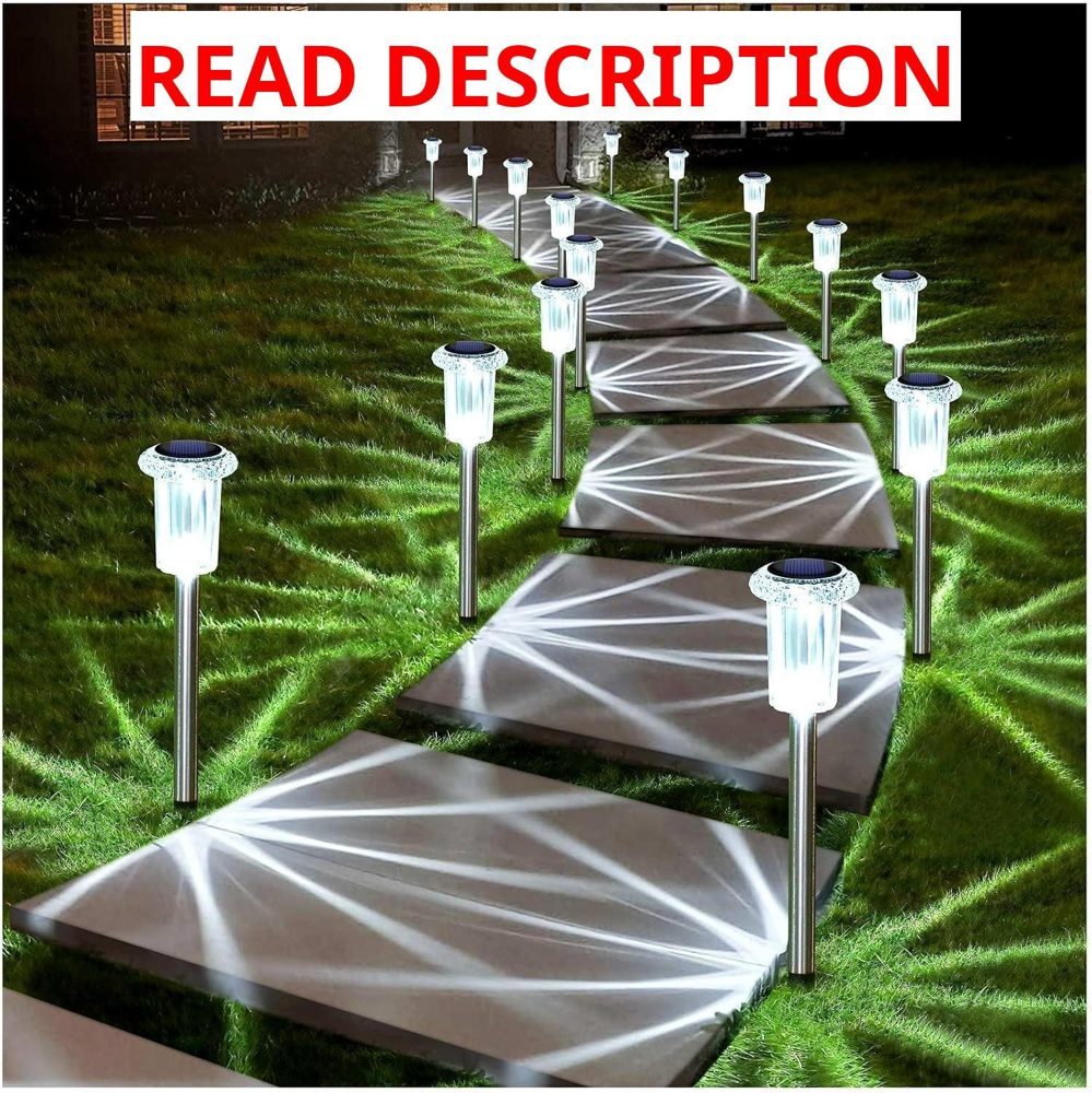 DenicMic Solar Lights 8 Pack 6000K LED Stake