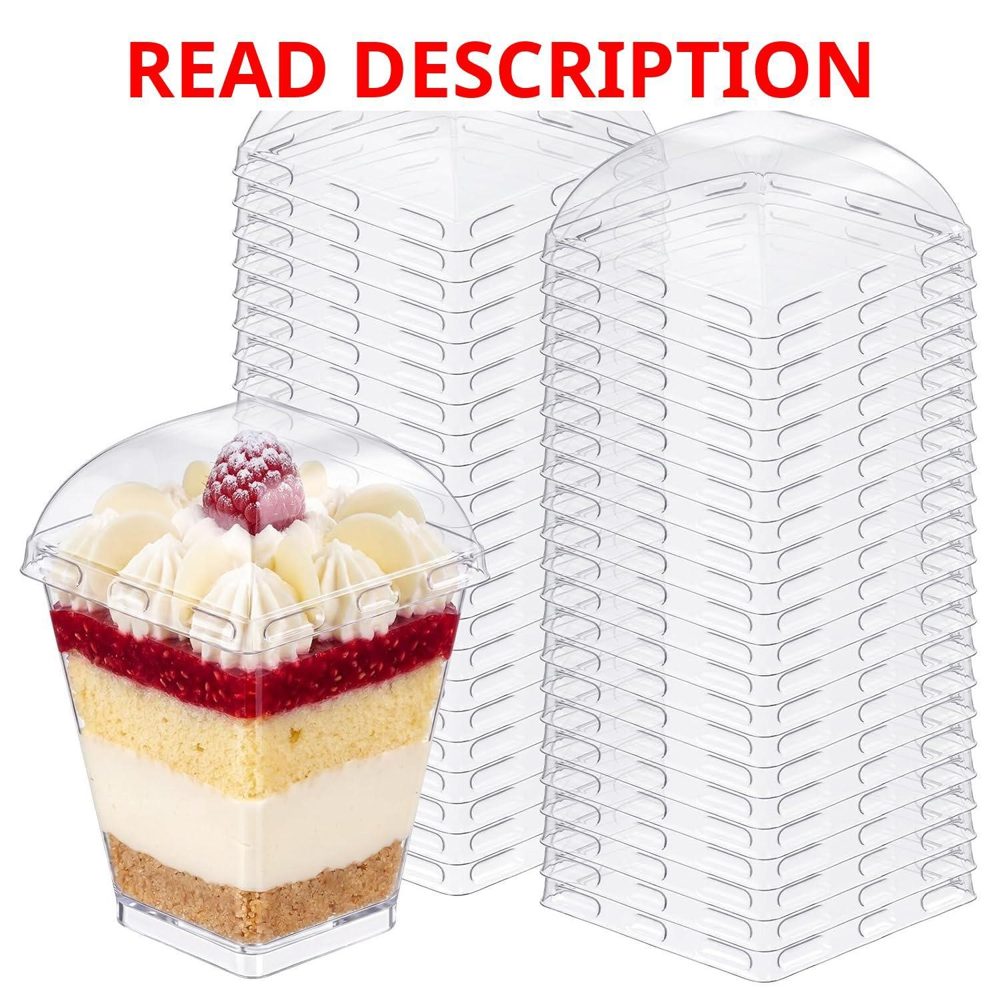 Plastic Dessert Cup Lids - 100 Pcs Dome Clear