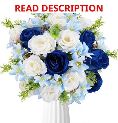 Blue & White Artificial Flowers Bouquet