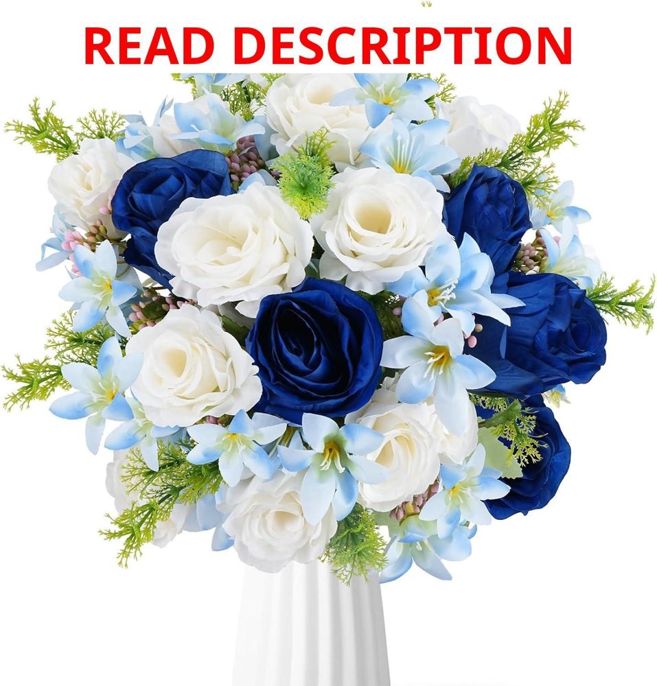 Blue & White Artificial Flowers Bouquet