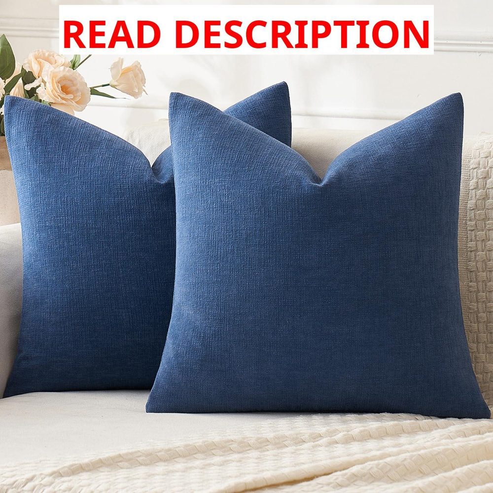 MIULEE Navy Blue Pillow Covers 16x16 Set of 2