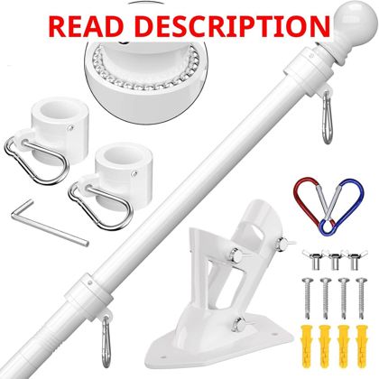 ZMTECH 6ft Stainless Flag Pole White