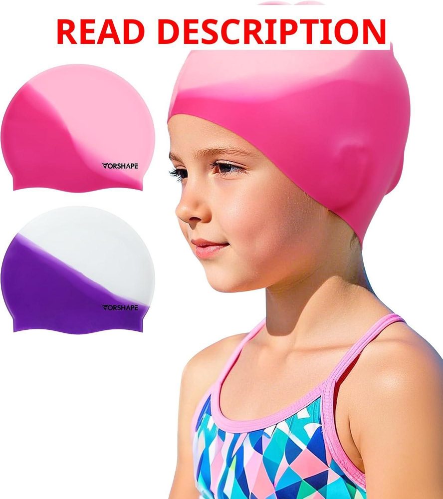 Swim Cap Kids (2 Pack) - Waterproof Cap