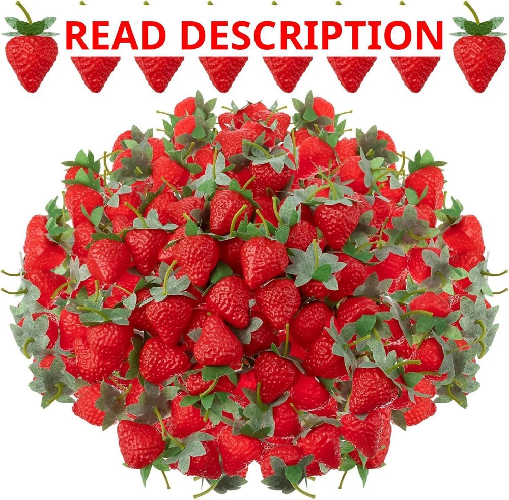 Lyrow 100 Pcs Fake Strawberries 2.2"-3.35"