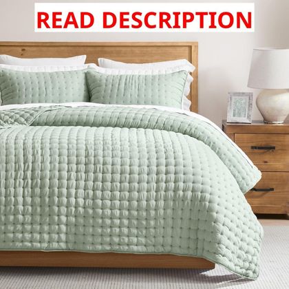 WDCOZY Sage Green Queen Quilt Set 3pc 90x90