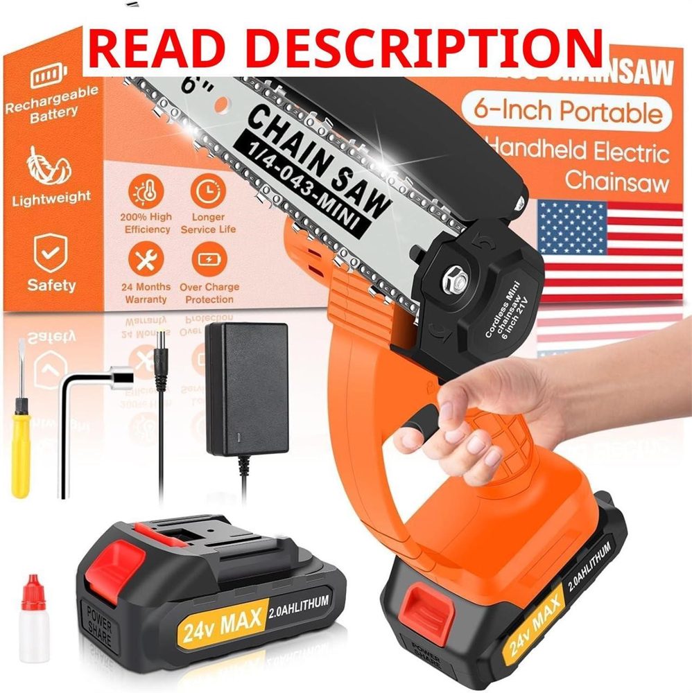 6-Inch Mini Cordless Chainsaw - Battery Saw