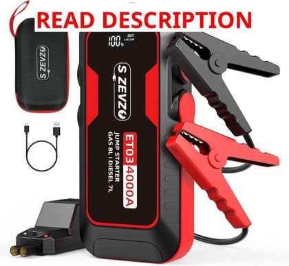 ZEVZO ET03 4000A Car Jump Starter USB LCD
