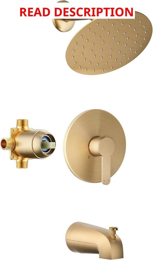 Brushed Gold Tub Shower Faucet 8" Rainhead