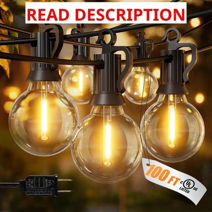 Brightown Outdoor String Lights 100ft G40