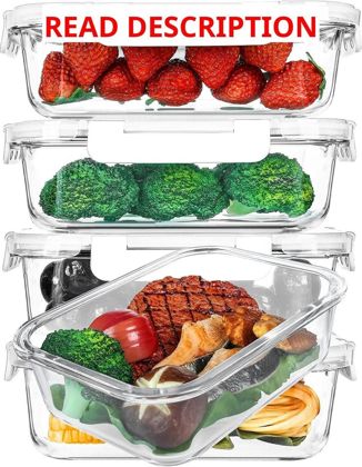 Glass Meal Prep Containers with Lids (5-Pack)