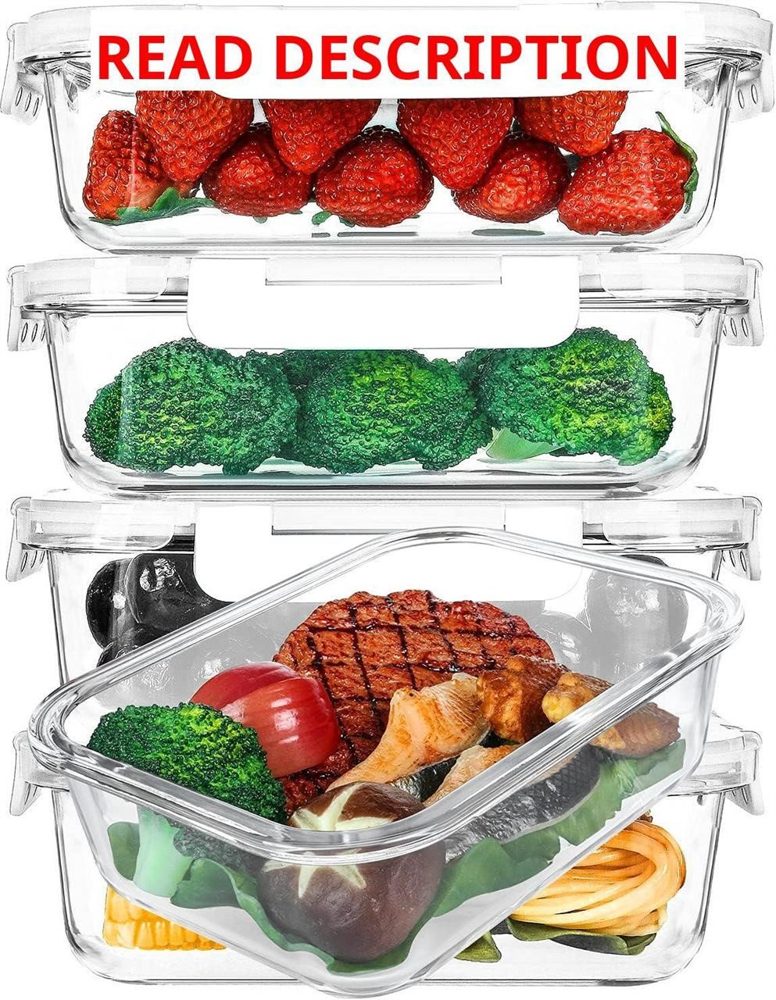 Glass Meal Prep Containers with Lids (5-Pack)