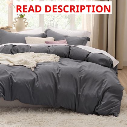 Bedsure Duvet Cover Queen Dark Grey