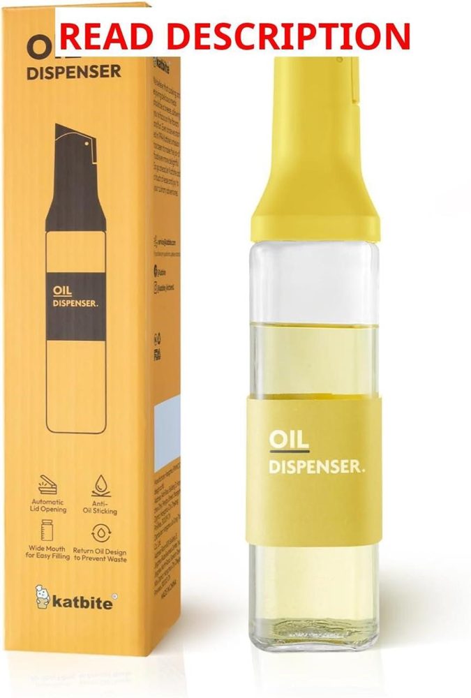 Katbite 16oz Glass Olive Oil Dispenser Yellow
