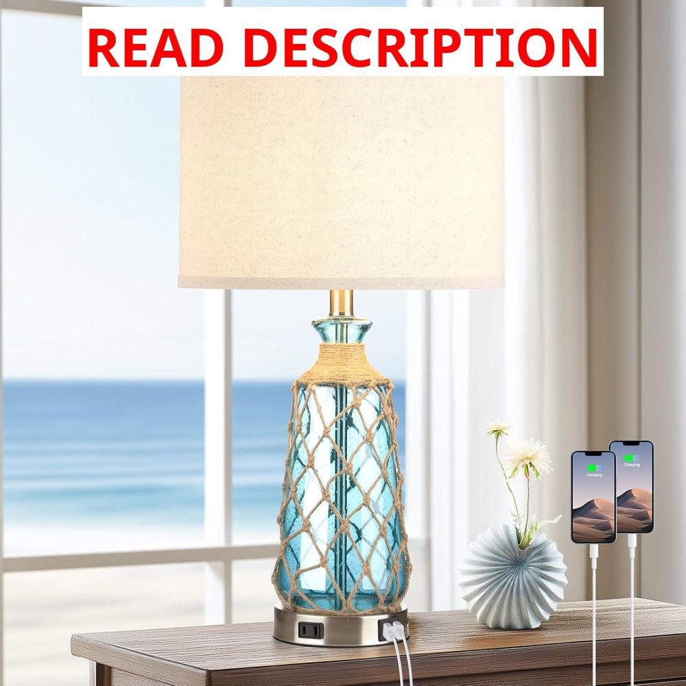 Ruzectt Coastal Glass Table Lamps 3-Way