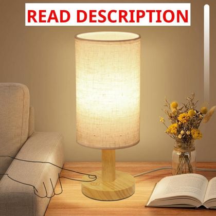 Touch Bedside Lamp: USB Wood Base