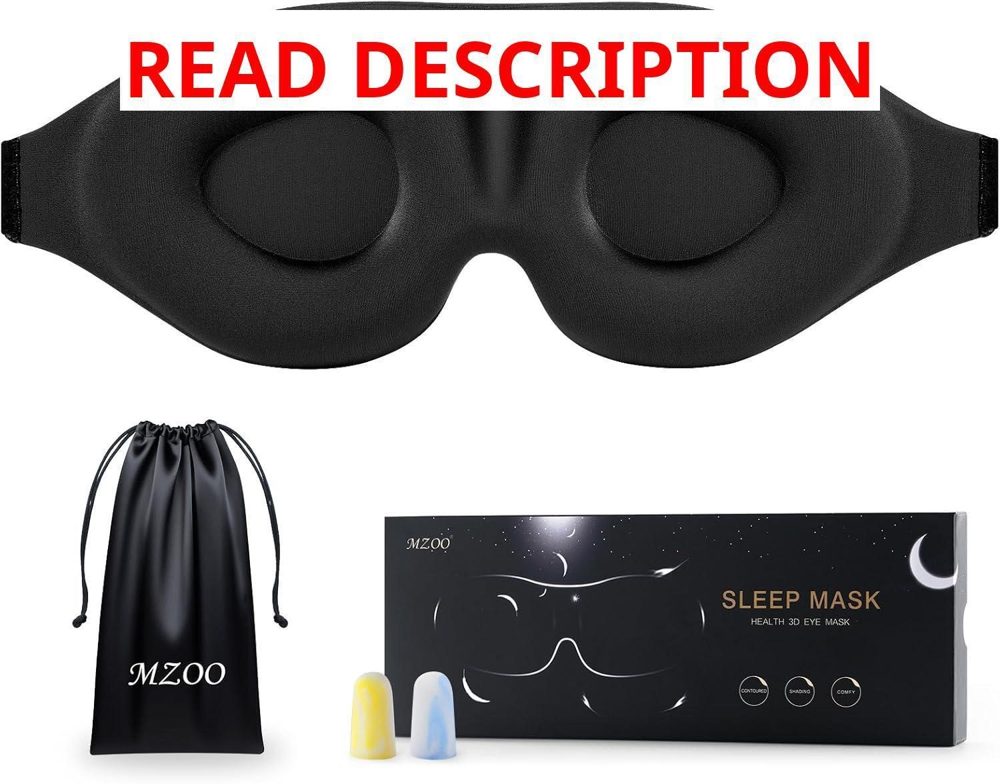 MZOO Eye Mask 3D Light Blocking Black