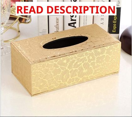 Leather Tissue Box Holder - Waterproof Gold