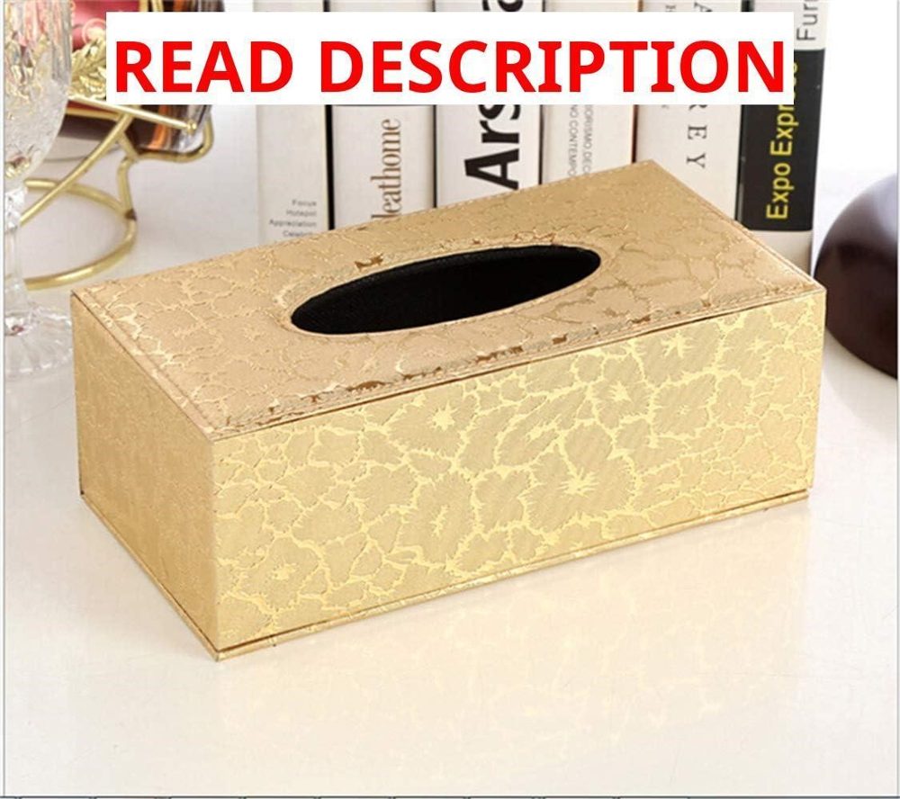 Leather Tissue Box Holder - Waterproof Gold