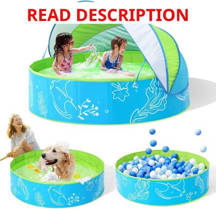 Hikiddy Foldable Kiddie Pool with Canopy 47in
