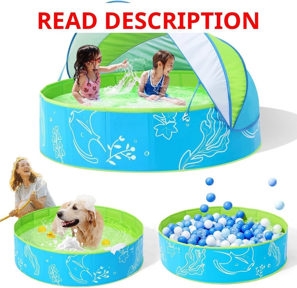 Hikiddy Foldable Kiddie Pool with Canopy 47in