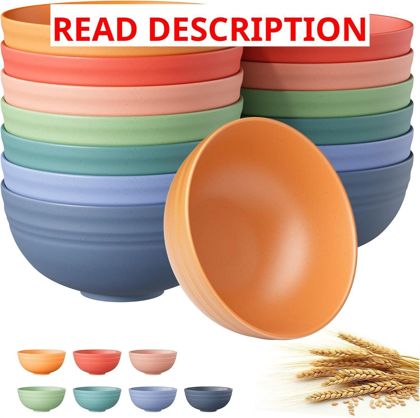 Quatish 14 PCS Unbreakable Cereal Bowls Set