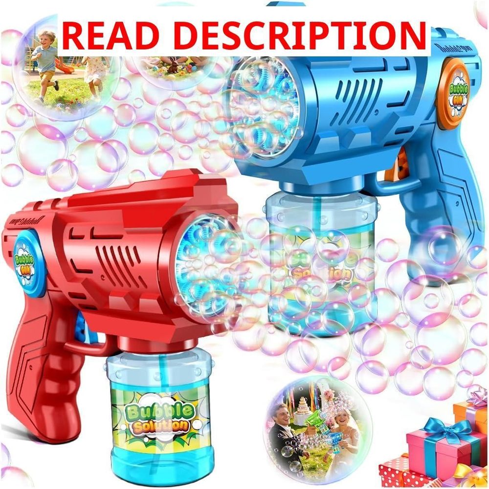 Zerhunt 2-Pack Bubble Gun: 15000+/min LED