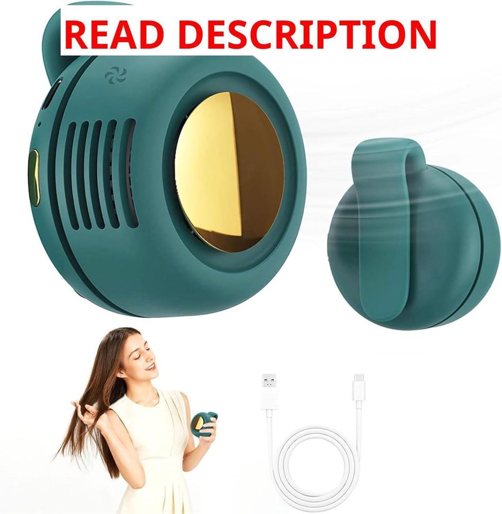 Green bladeless clip-on fan 360 rotate