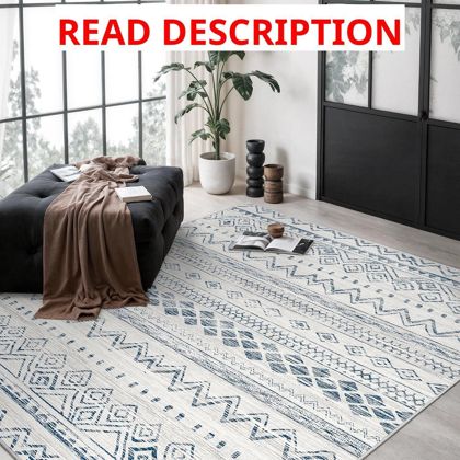 Miukiki 6x9 Area Rug Washable Non-Slip Blue