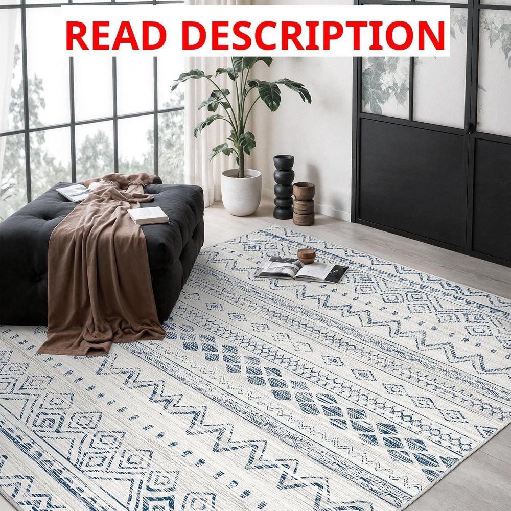 Miukiki 6x9 Area Rug Washable Non-Slip Blue