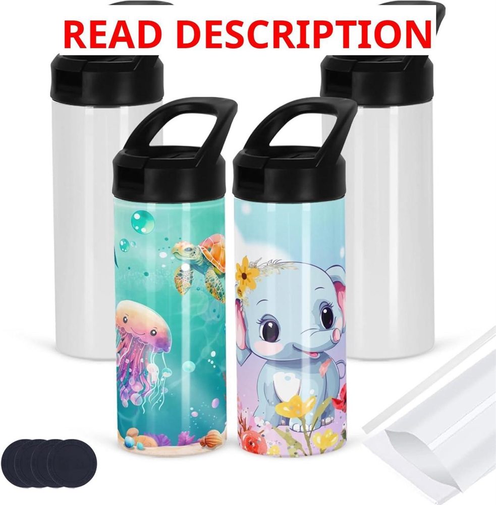 4 Pack 15 oz Sublimation Water Bottles