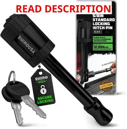 Rhino USA 2" Hitch Pin Locking Black 1PK