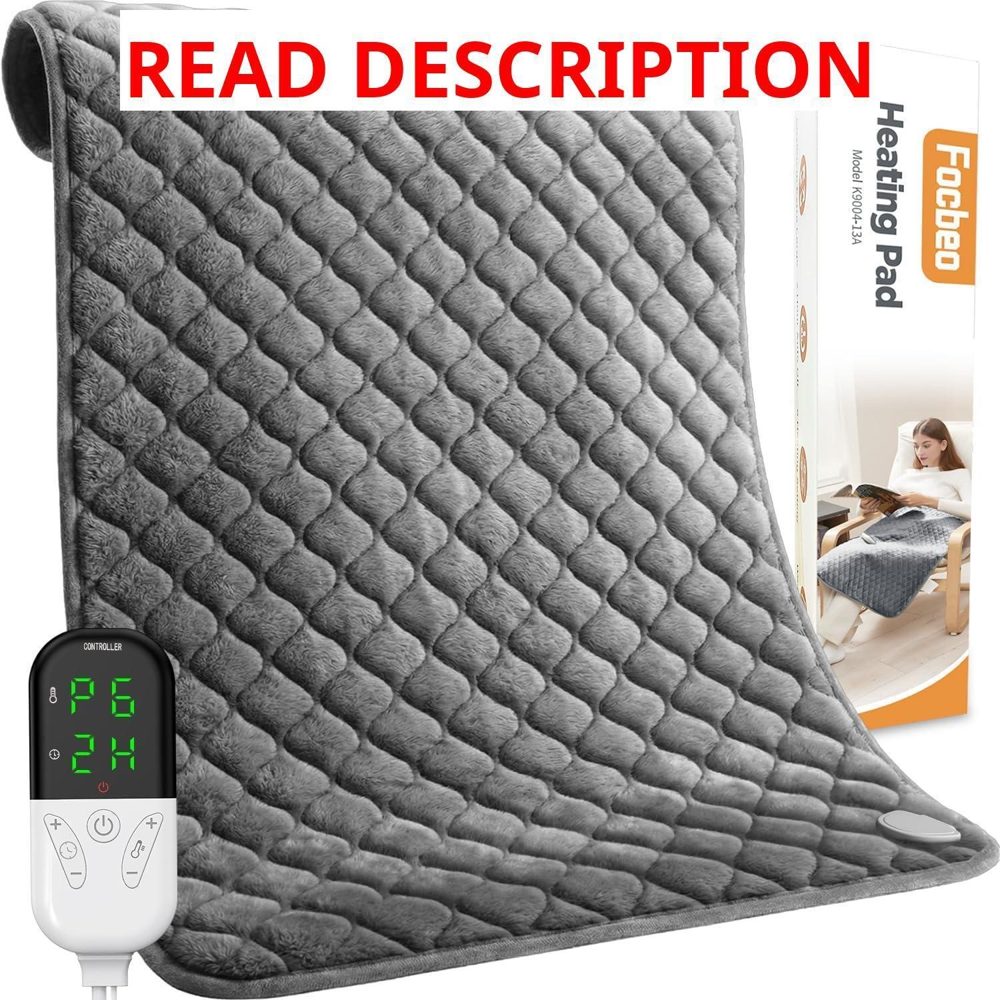 King Size Heating Pad 32x24" Electric Gray