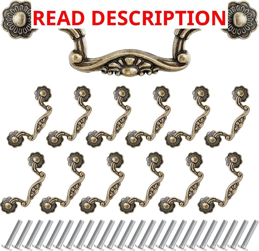 12 Pcs 3" Drawer Bail Handles Vintage Bronze