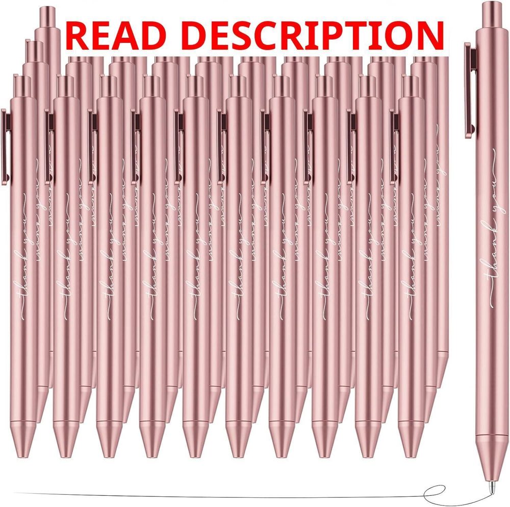 Dispowreath 50pcs Thank You Pens Rose Gold