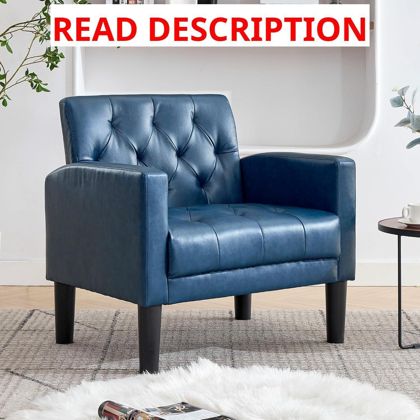 TYBOATLE Accent Chair Leather Tufted (Blue)