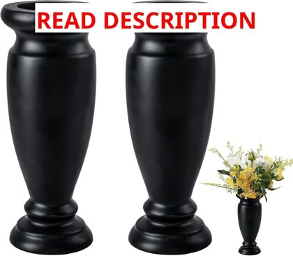 Cemetery Vase Resin Grave Vase 2Pcs Black