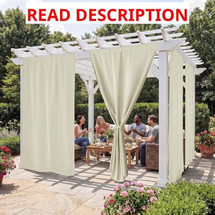 RYB HOME No-Rod Outdoor Curtain Beige