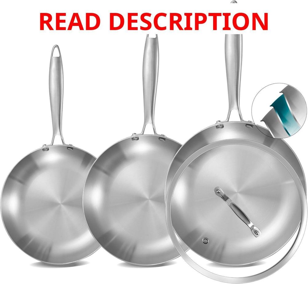 Inqibee Tri-Ply Stainless Frying Pans Set