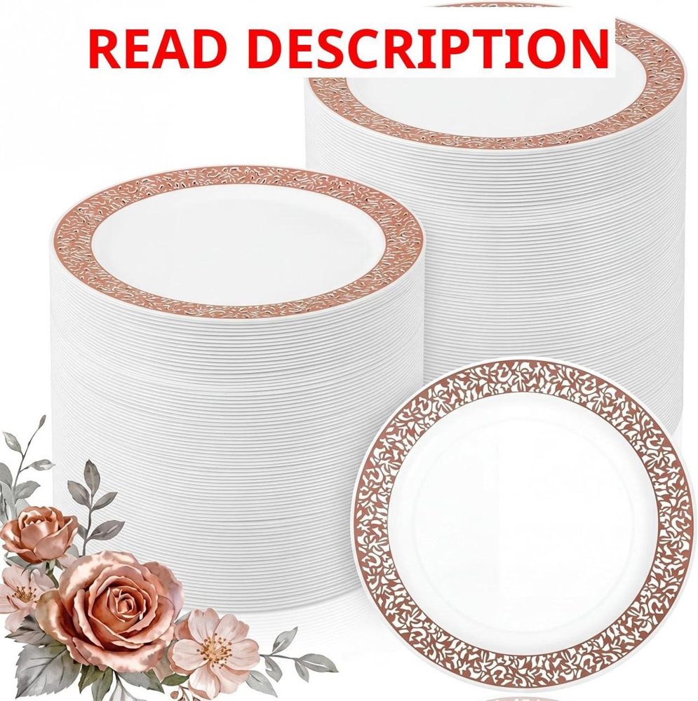 Skylety Rose Gold Plates 6" Lace Design