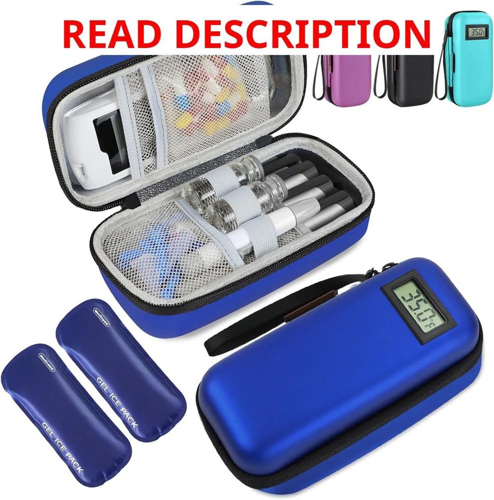 Insulin Cooler Case with Ice Packs (Blue)