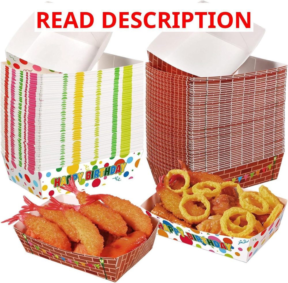 Funrous 100 Pcs Street Theme Paper Food Trays