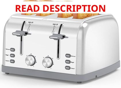 Toaster 4-Slice Retro Stainless Steel 7 Shade