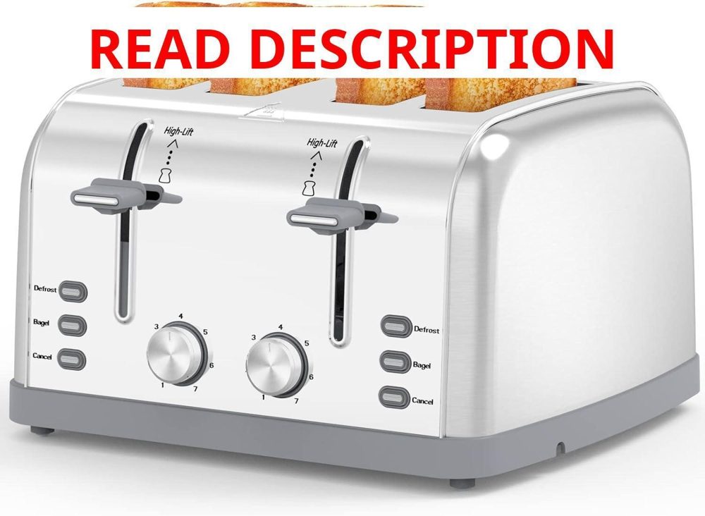 Toaster 4-Slice Retro Stainless Steel 7 Shade