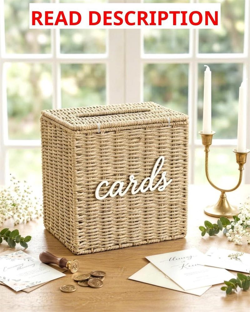 Wicker Wedding Card Box with Slot Rattan