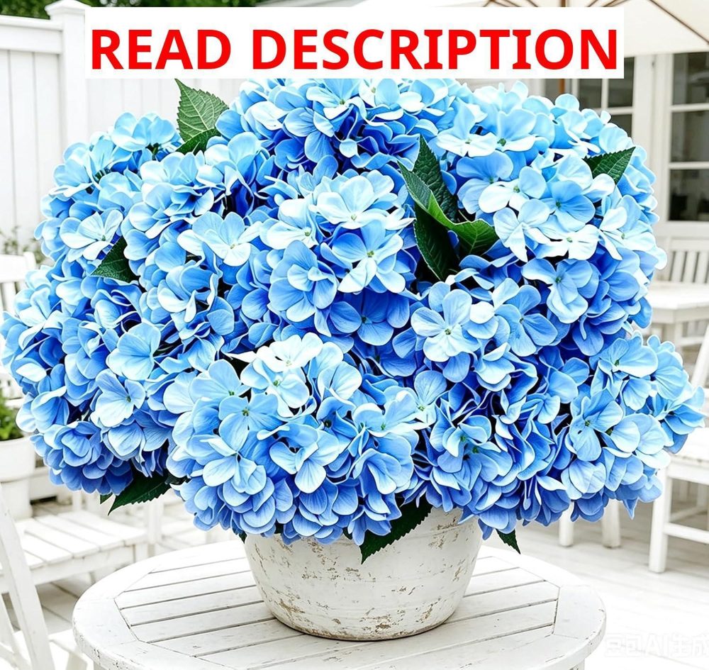 Hydrangea Artificial Flowers Outdoor 6 (Blue)